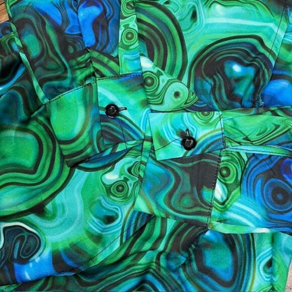 Pretty Little Thing Blue Marble Print Wrap Collared Short Romper 0 - Picture 8 of 12